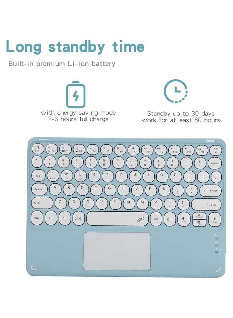 Keyboard Case for Galaxy Tab S10 FE Plus 13.1-inch 2025 (SM-X620/X620B), Removable Touchpad Keyboard with Pen Holder and Bluetooth Mouse Retro Round Keys Lovely - Image 4